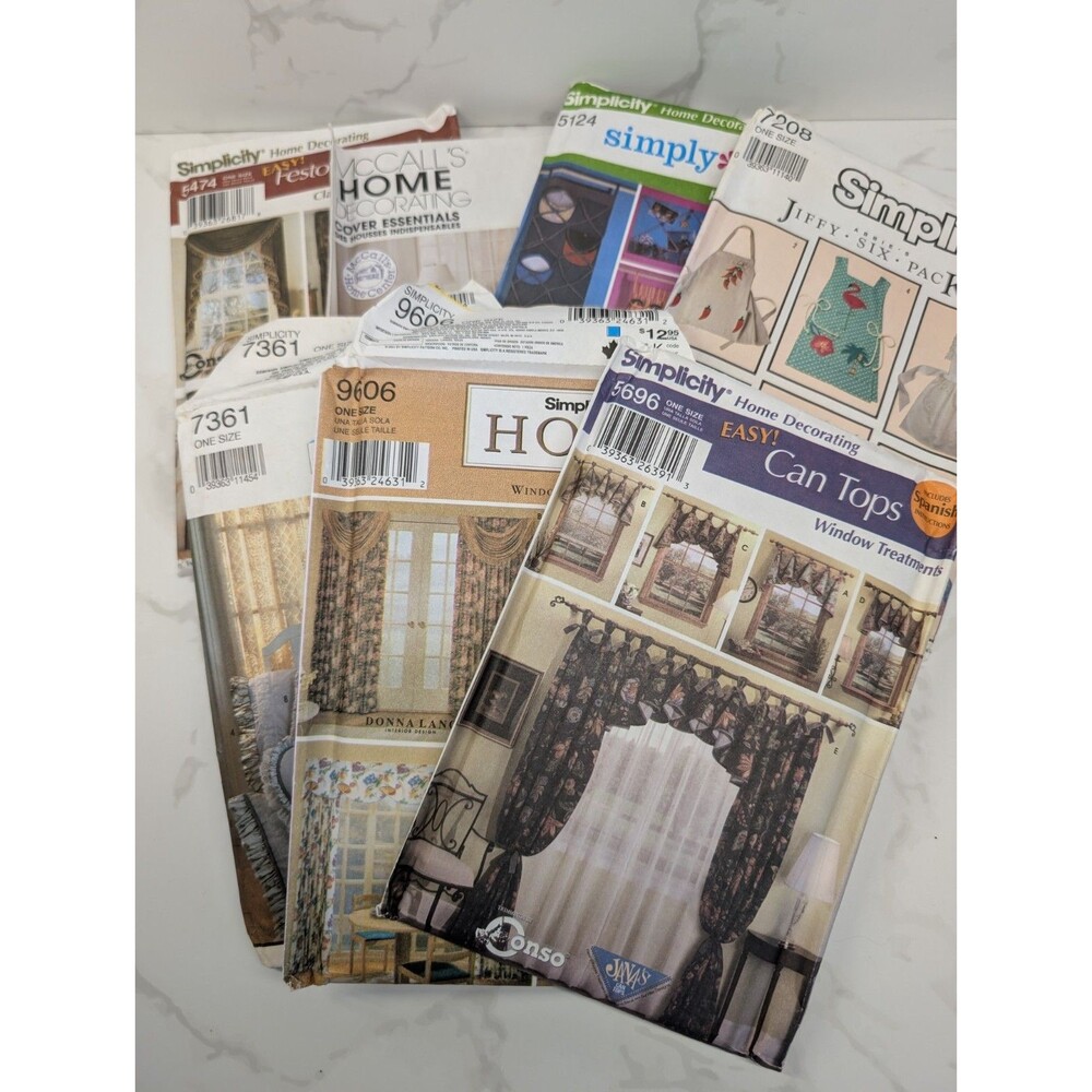 McCall’s Simplicity Home Decor Pattern Lot 8 Uncut Window Treatments Pillows